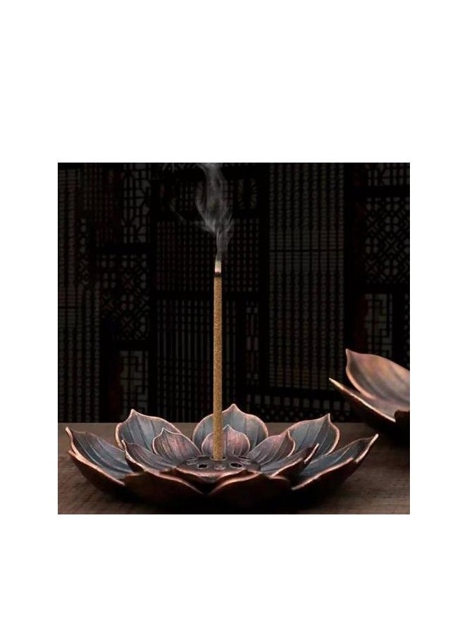 Generic - Small Metal Incense Burner, Lotus Incense Stick Incense Holder and Cone Incense Holder with Ash Catcher Bakhoor Burner Portable Incense Burner, Pretty Shape Censer Holder, Mabkhara. - Image 1
