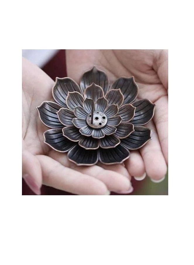 Generic - Small Metal Incense Burner, Lotus Incense Stick Incense Holder and Cone Incense Holder with Ash Catcher Bakhoor Burner Portable Incense Burner, Pretty Shape Censer Holder, Mabkhara. - Image 1