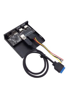 Dual USB3.0 Port Hub Card Reader Dashboard PC Front Panel With USB Power Cable Black