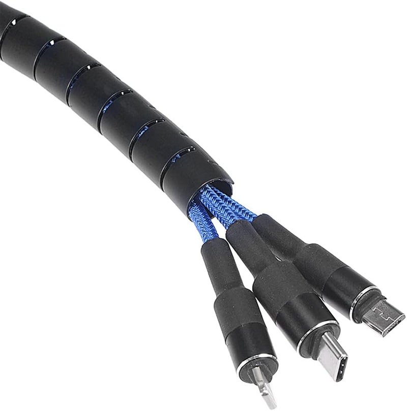 uxcell 15mm Flexible Cable Organizer Spiral Tube Cable Wire Wrap Computer Manage Cord Black 10Ft w Clip - Image 4