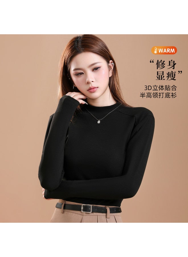Modal Semi-Turtleneck Antibacterial Solid Color Slim-Fit Casual Women'S Base Layer Top, Can Be Worn As Outerwear, Long-Sleeved Top For Women, Warm Top - Image 5