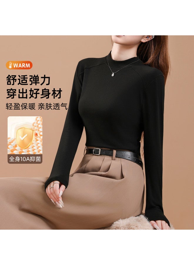 Modal Semi-Turtleneck Antibacterial Solid Color Slim-Fit Casual Women'S Base Layer Top, Can Be Worn As Outerwear, Long-Sleeved Top For Women, Warm Top - Image 3