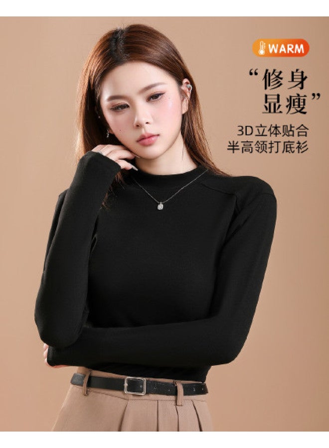 Modal Semi-Turtleneck Antibacterial Solid Color Slim-Fit Casual Women'S Base Layer Top, Can Be Worn As Outerwear, Long-Sleeved Top For Women, Warm Top - Image 1