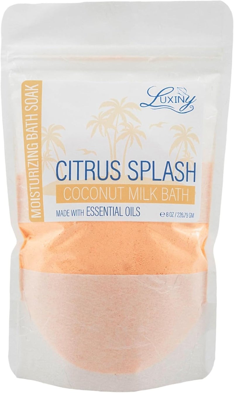 Vegan Milk Bath Soak Made with Moisturizing Coconut Milk Powder Essential Oil  Sweet Almond Oil for Bath Bomb Dust Soothing Fizz  Relaxing Soak 8 oz Citrus Splash