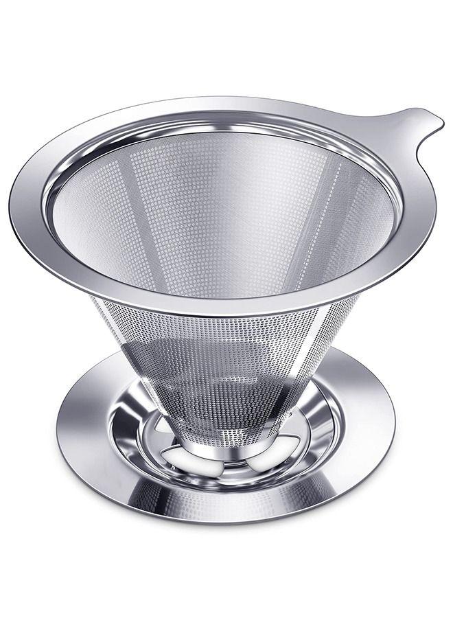 Stainless Steel Paperless Reusable Coffee Filter, Single Cup Coffee Maker 1-4 Cup With Non-slip Cup Stand - Image 1