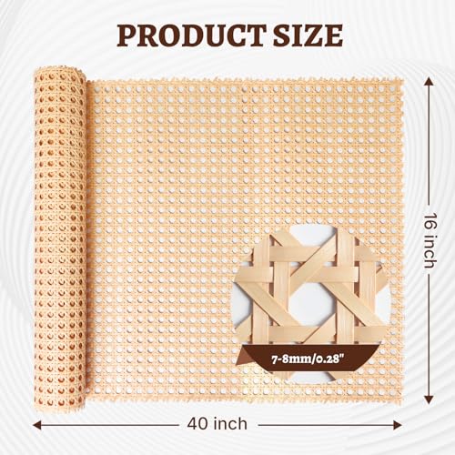 Eunice Upgraded Cane Rattan Webbing Roll, 16" W x 40" L Plastic Rattan Material, Cane Webbing Roll for Caning Projects, DIY Furniture Chairs, Cabinets, Ceiling - Image 2