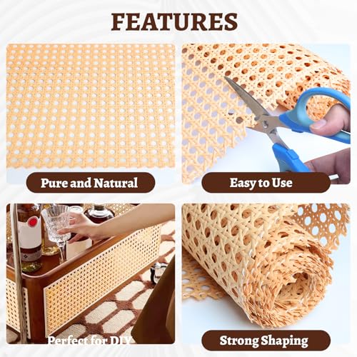 Eunice Upgraded Cane Rattan Webbing Roll, 16" W x 40" L Plastic Rattan Material, Cane Webbing Roll for Caning Projects, DIY Furniture Chairs, Cabinets, Ceiling - Image 3