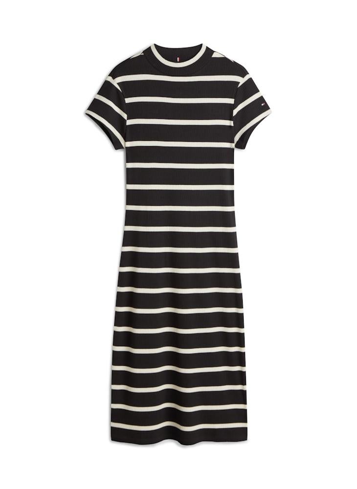 TOMMY HILFIGER Contrast Crew Neck Short Sleeve Midi Dress - Image 5