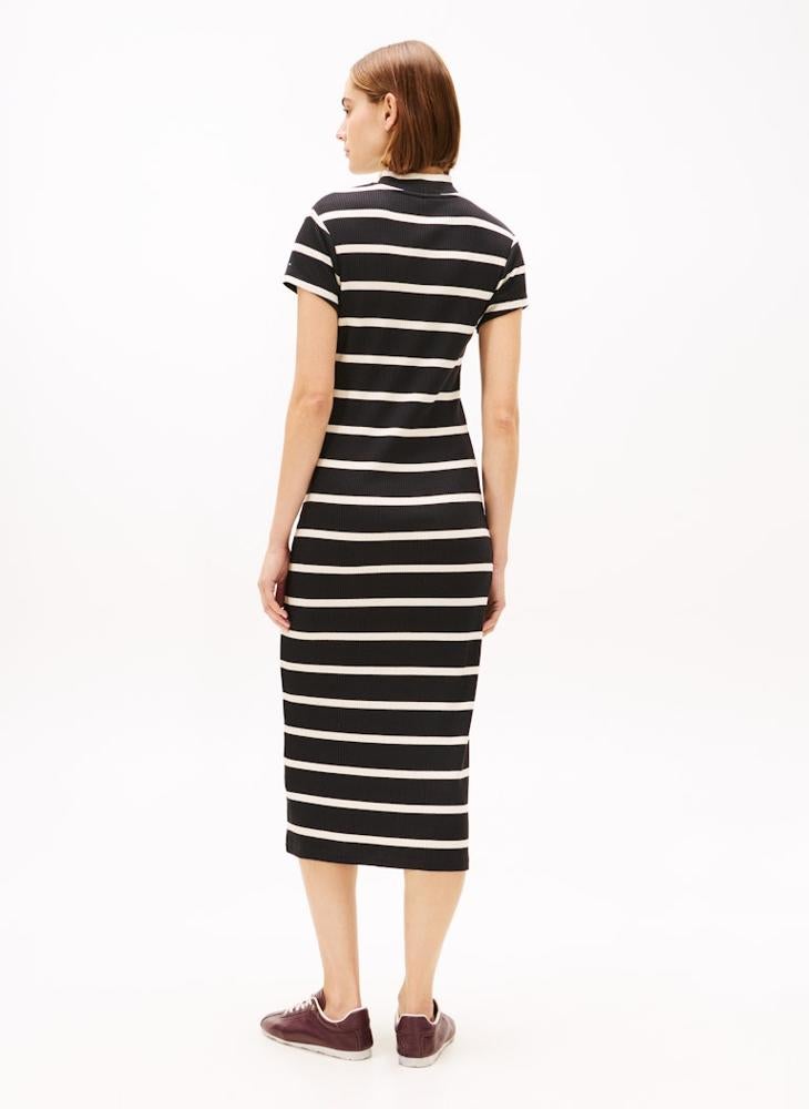 TOMMY HILFIGER Contrast Crew Neck Short Sleeve Midi Dress - Image 2