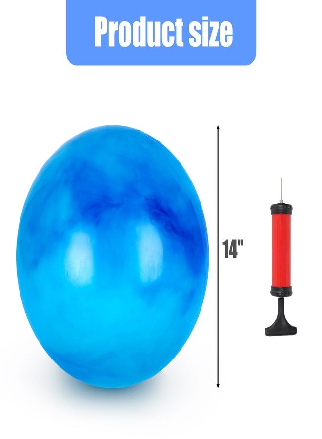 FUTUREPLUSX Large Bouncing Balls, 14inch Marbleized Bouncy Balls 2PCS Rubber Inflatable Kick Balls Beach Game Balls Bouncing Sensory Balls with Hand Air Pump - Image 2