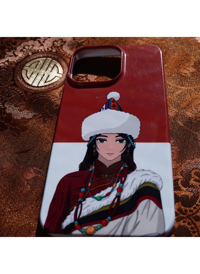 Generic - Retro Tibetan Animation 16pro15 For Apple Mobile Phone Shell Creative X National 14 Chinese Style 13plus12 Art 11-Color:Large Hole Four Packs Glossy-ando Tibetan Package-Applicable Models:For Apple Xs - Image 1
