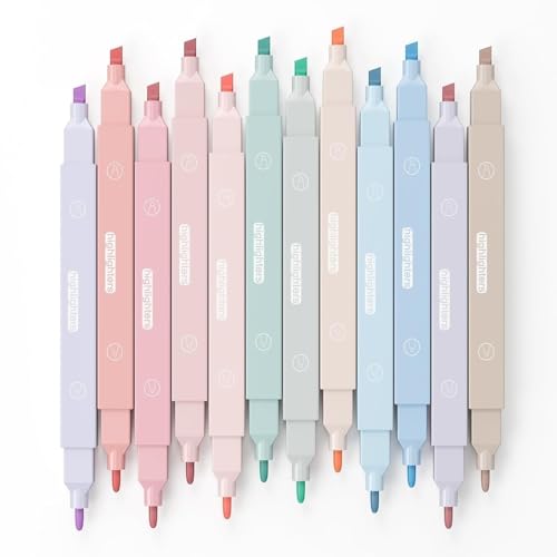 SRN ENTERPRISE 12Pcs Aesthetic Cute Highlighters Bible Pastel and Pens no bleed School Supplies and Office Journal DIY Home, Multicolor - Image 1