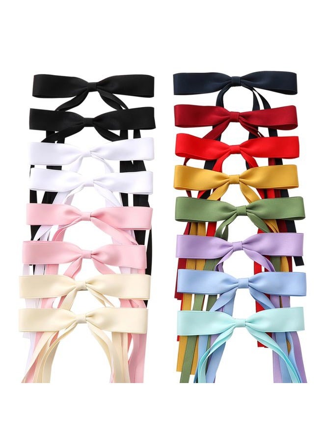 WORTL 16 PCS Hair Bows for Women,Ribbon Hair Clips Bowknot With Long Tail,Hair bow clips Hair Barrettes for Women Accessories - Image 1