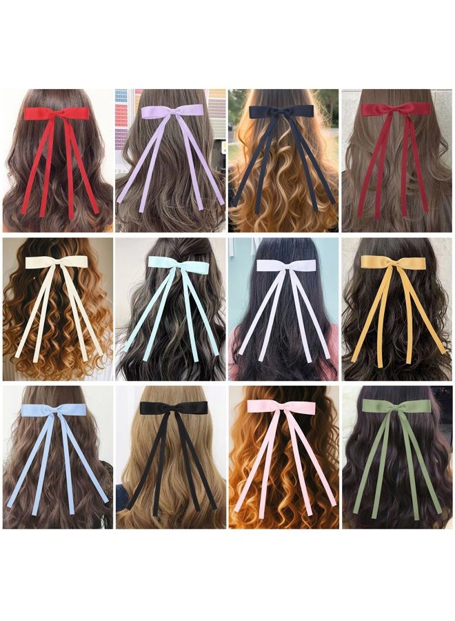 WORTL 16 PCS Hair Bows for Women,Ribbon Hair Clips Bowknot With Long Tail,Hair bow clips Hair Barrettes for Women Accessories - Image 4