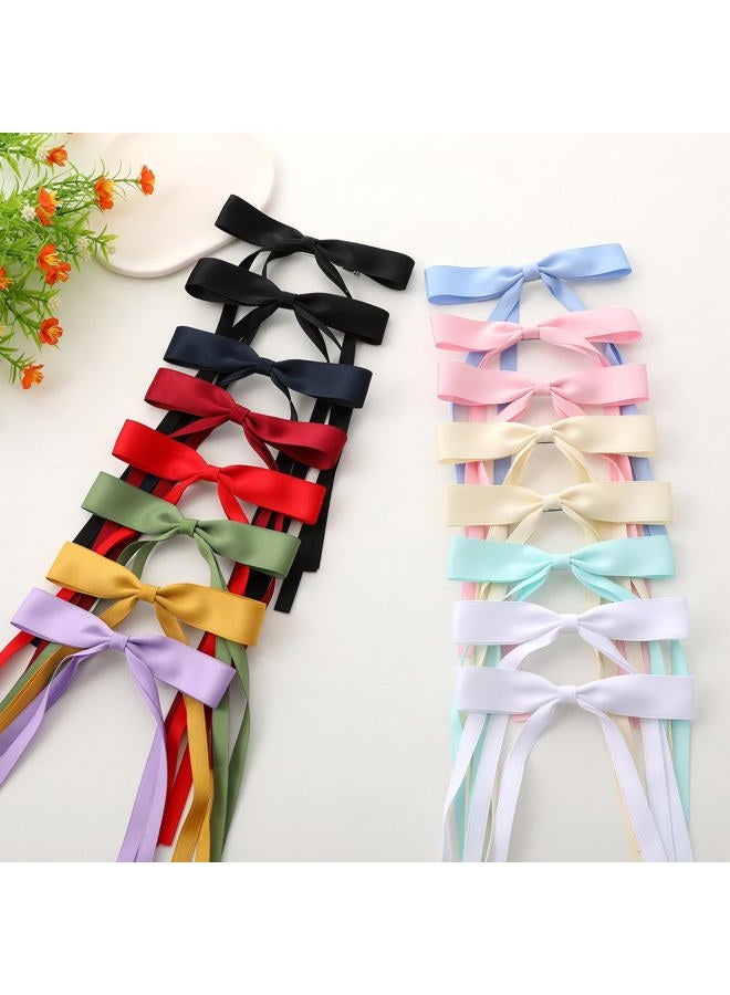 WORTL 16 PCS Hair Bows for Women,Ribbon Hair Clips Bowknot With Long Tail,Hair bow clips Hair Barrettes for Women Accessories - Image 5