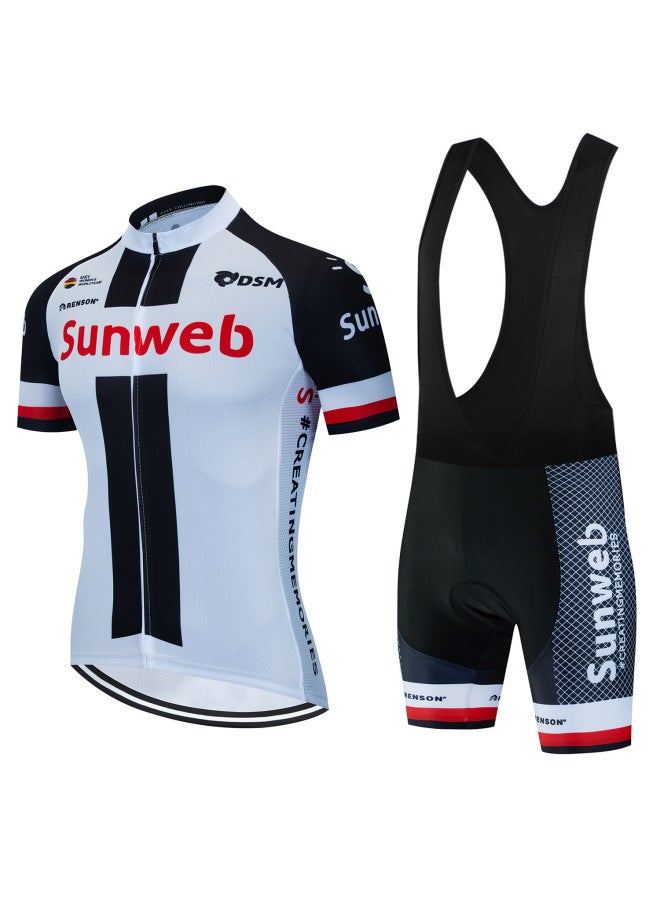 Cycling Clothing Suit Men's Outdoor Sports Short-sleeved Cycling Top Strap Short-sleeved Sunweb Mountain Bike