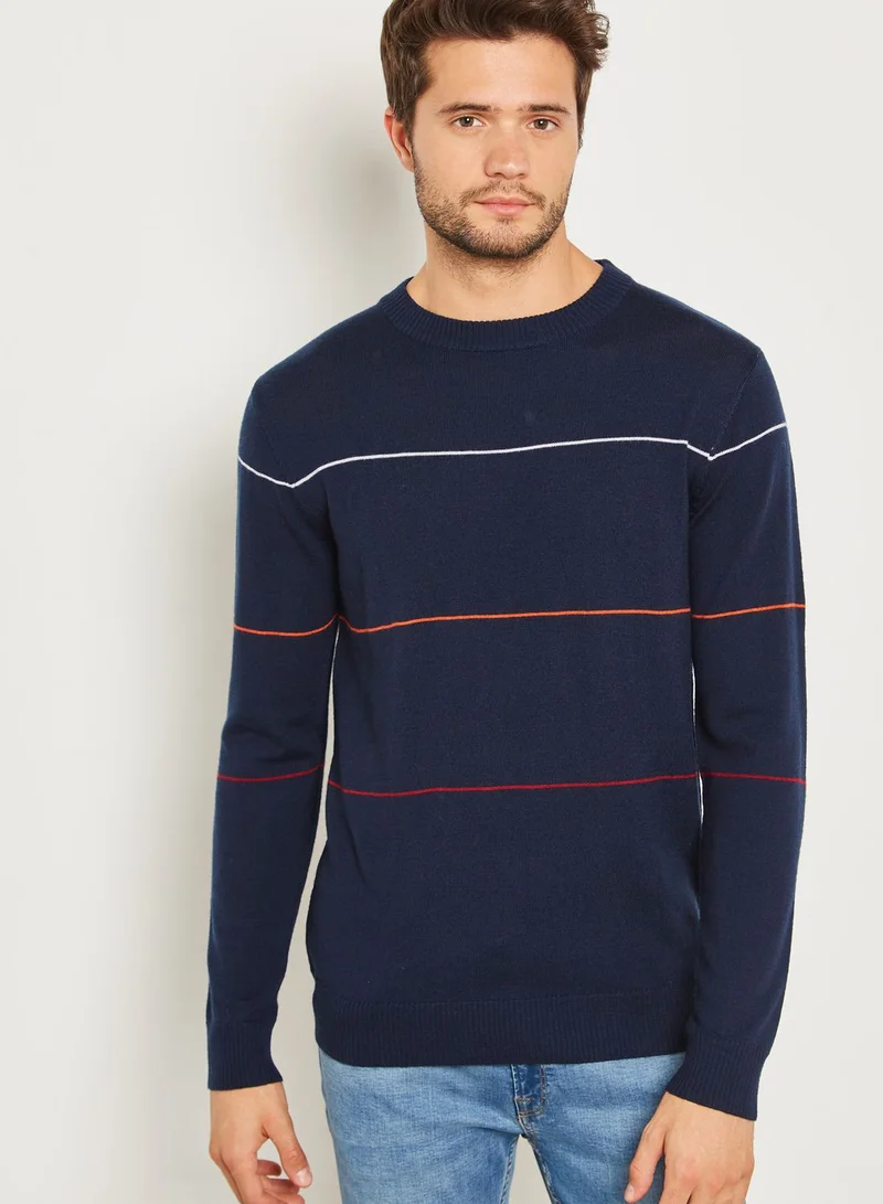 HYMN Merino Chest Striped Crew Neck Sweater