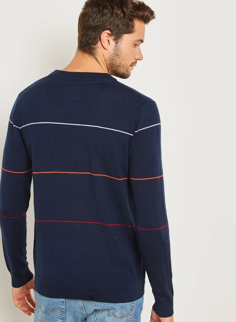 HYMN Merino Chest Striped Crew Neck Sweater