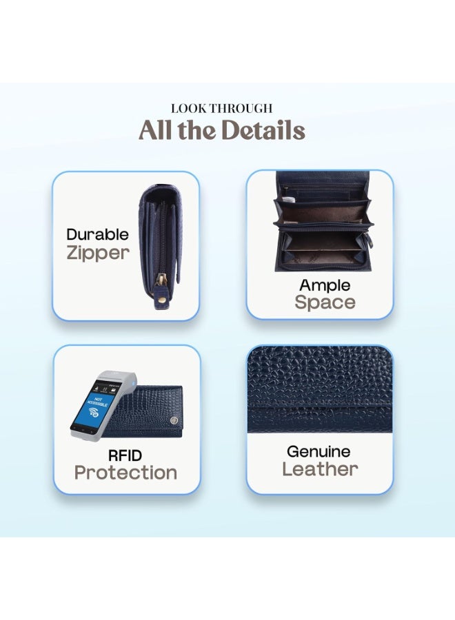 HAMMONDS FLYCATCHER Genuine Leather Purse for Women with RFID Protection, 8 Card Slots, and 5 Compartments - Ladies Wallet with Button Closure - Image 4