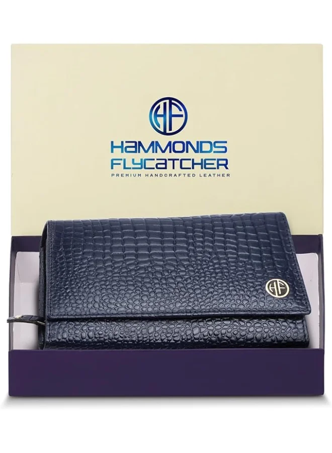 HAMMONDS FLYCATCHER Genuine Leather Purse for Women with RFID Protection, 8 Card Slots, and 5 Compartments - Ladies Wallet with Button Closure