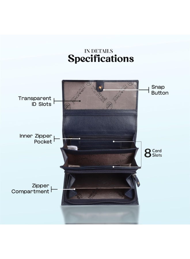 HAMMONDS FLYCATCHER Genuine Leather Purse for Women with RFID Protection, 8 Card Slots, and 5 Compartments - Ladies Wallet with Button Closure - Image 3