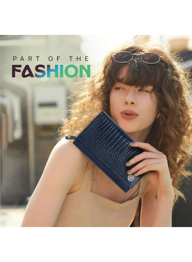 Hammonds Flycatcher  Genuine Leather Purse for Women with RFID Protection, 8 Card Slots, and 5 Compartments - Ladies Wallet with Button Closure  | Best Price UAE