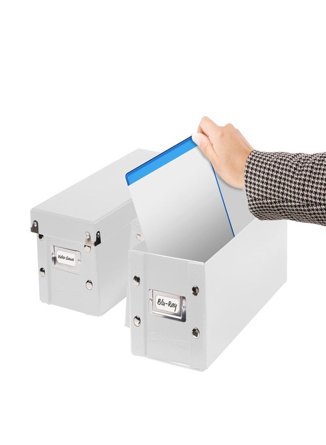 سناب-ن-ستور صندوق تخزين أقراص بلو راي وألعاب الفيديو Snap-N-Store - عبوة من قطعتين، متين، 11.7 × 6.7 × 5.6 بوصة، طقم صناديق تنظيم أقراص بلو راي مع أغطية لتخزين الوسائط - يتسع لما يصل إلى 20 صندوق قرص - أبيض - Image 1