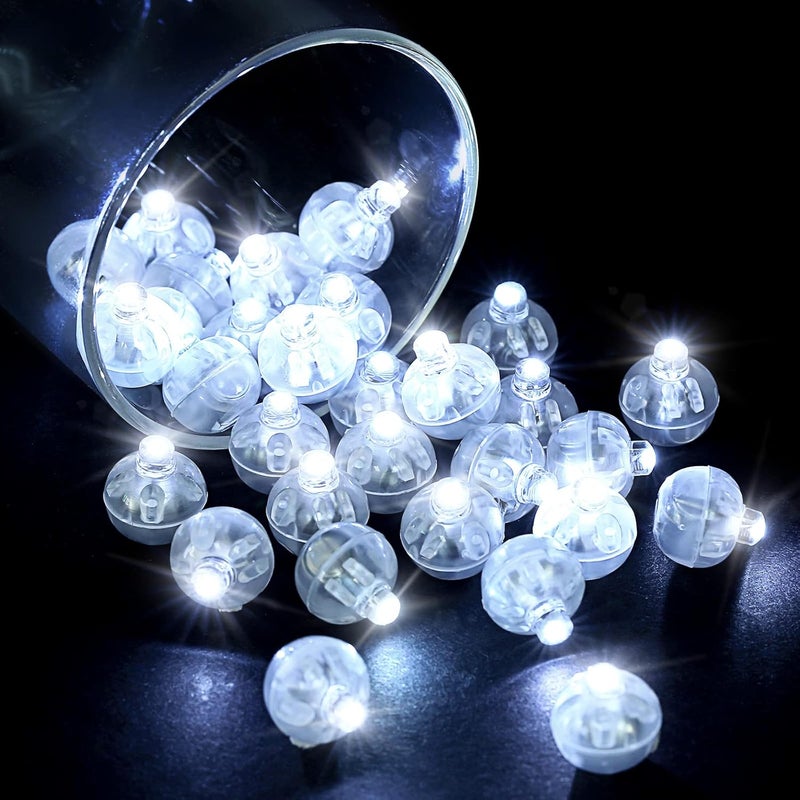 LIHAO 30pcs LED Balloon Lights Mini Round LED Ball Lights for Paper Lantern Christmas Halloween Birthday Wedding (White) - Image 1