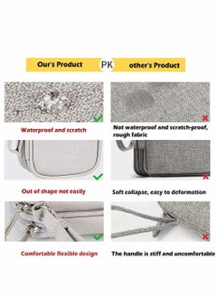 Y&D Electronic Organizer, Travel Cable Organizer Bag Pouch Accessories Carry Case Portable Waterproof Double Layers Storage for Cable, Cord, Charger, Phone, Earphone, Medium Size, Grey  - Image 4