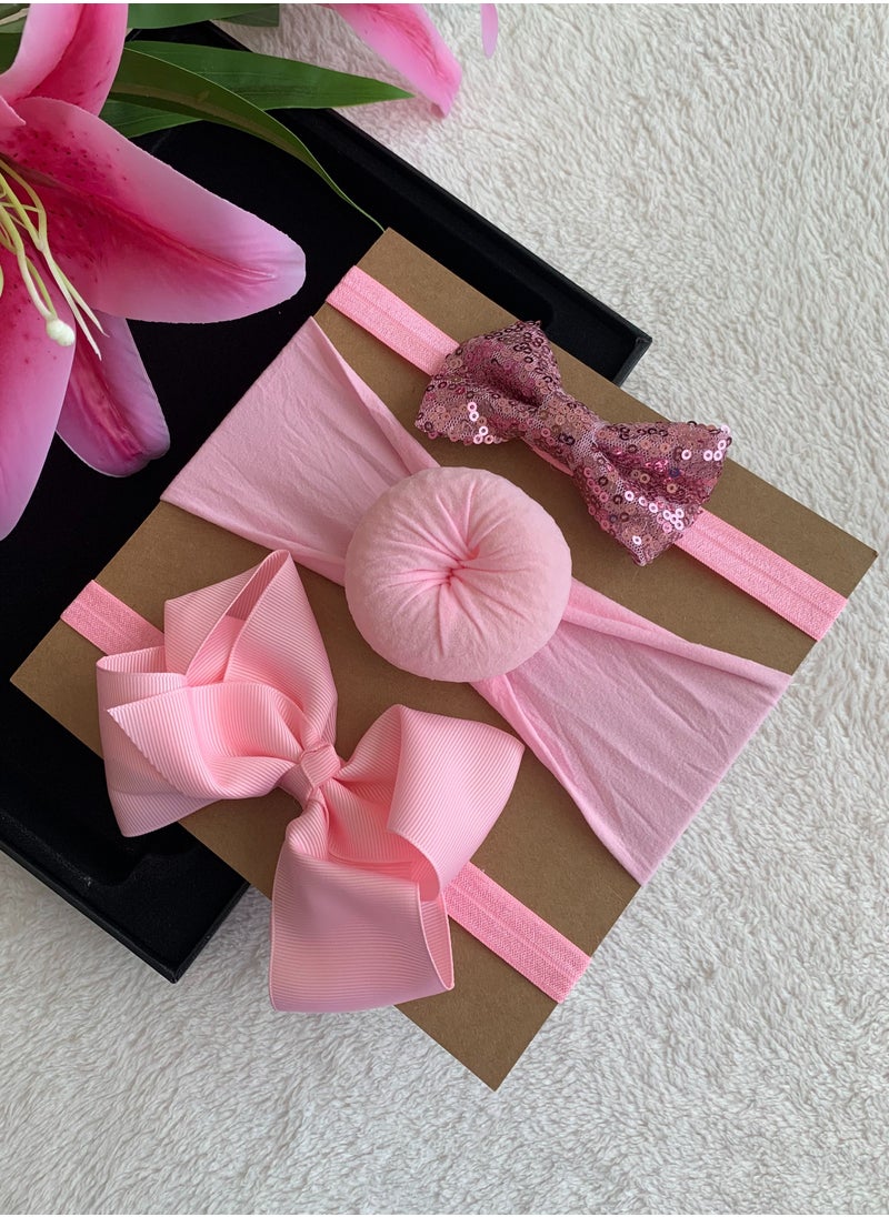 The Girl Cap The Girl Cap Elastic Baby Headbands Stretchable Nylon Assorted Hairbands Hair Accessories for Baby - Pink  - Image 2