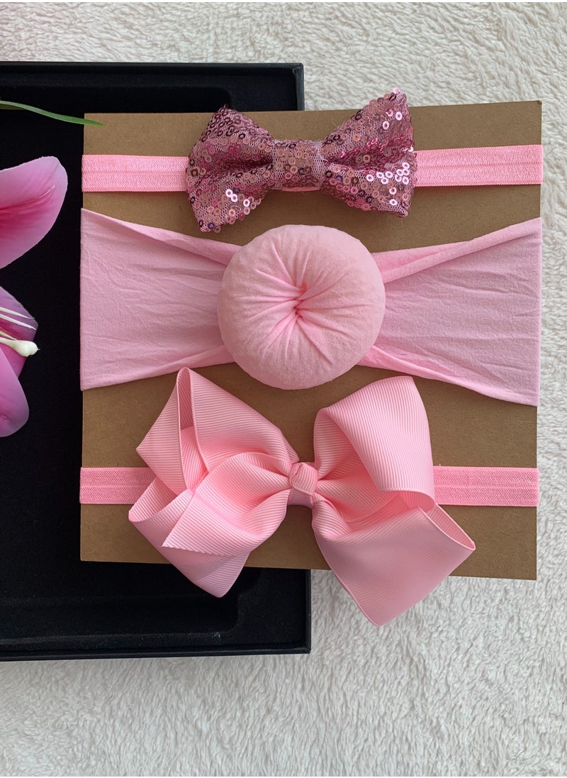 The Girl Cap The Girl Cap Elastic Baby Headbands Stretchable Nylon Assorted Hairbands Hair Accessories for Baby - Pink  - Image 3