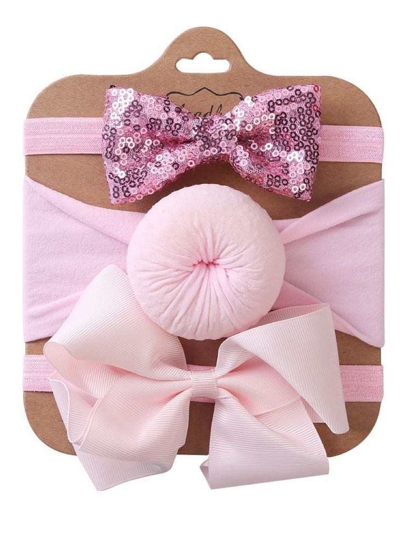 The Girl Cap The Girl Cap Elastic Baby Headbands Stretchable Nylon Assorted Hairbands Hair Accessories for Baby - Pink  - Image 1