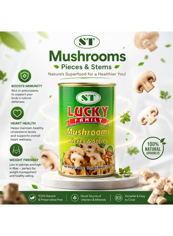 LUCKY FAMILY Mushrooms Pieces and Stems 400g - Image 4