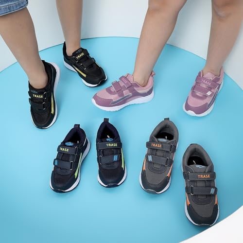 TRASE Sports Shoes for Kids | Running Shoes for Boys & Girls with Hook & Loop | Anti-Skid Comfortable Lightweight Footwear with Breathable Fabric (Navy-Green, 4 UK) - Image 3