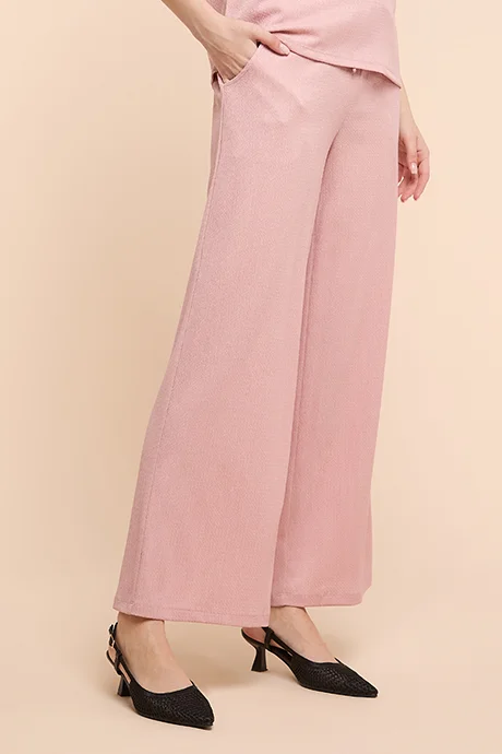 أر أند بي Textured Wide Leg Pants with Drawstring Waist