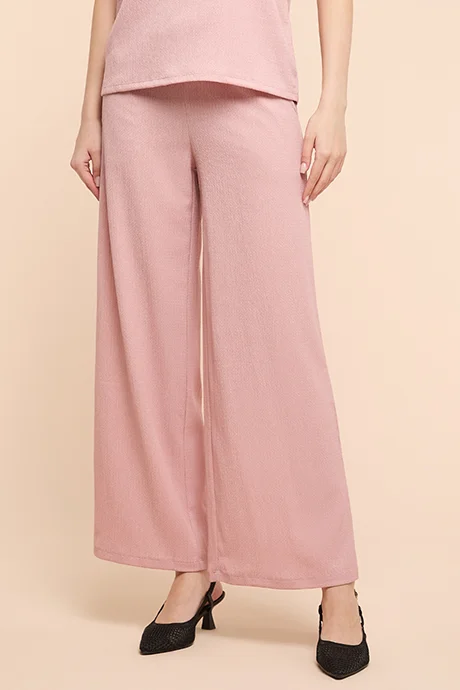 أر أند بي Textured Wide Leg Pants with Drawstring Waist