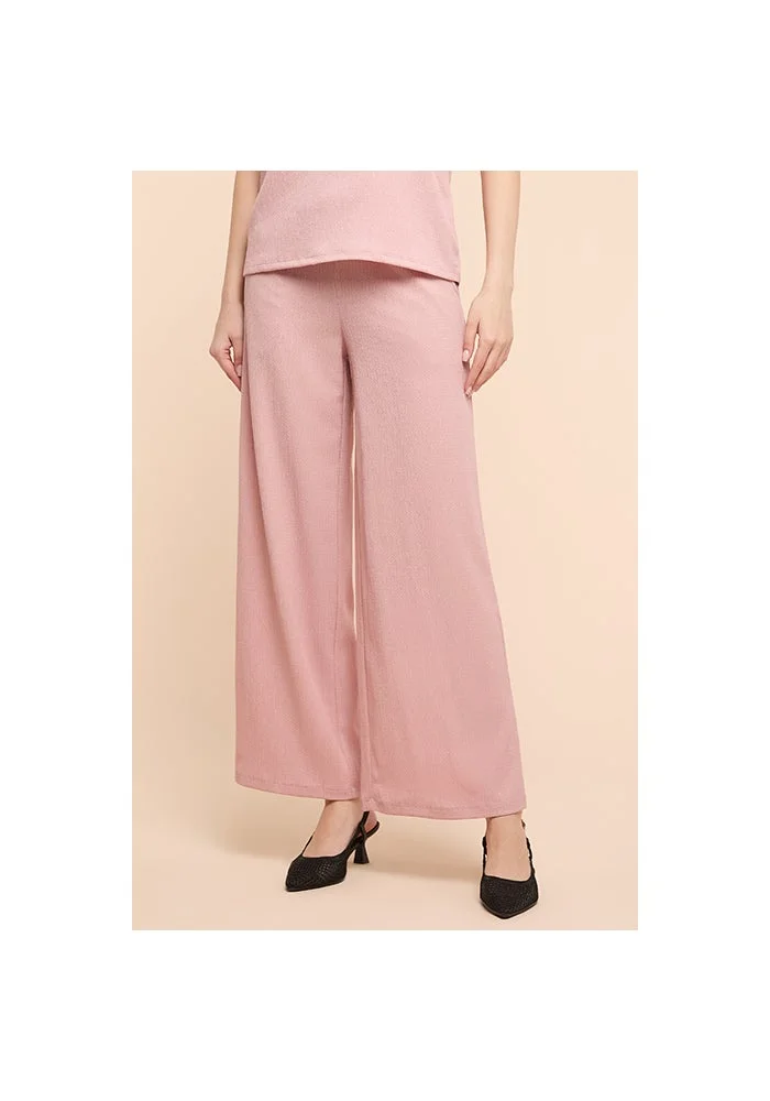أر أند بي Textured Wide Leg Pants with Drawstring Waist
