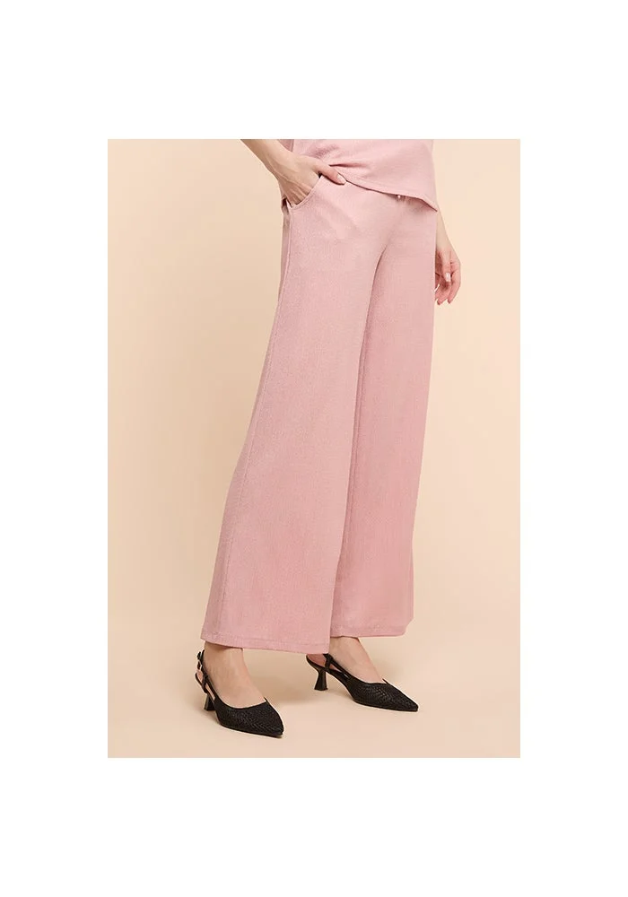 أر أند بي Textured Wide Leg Pants with Drawstring Waist