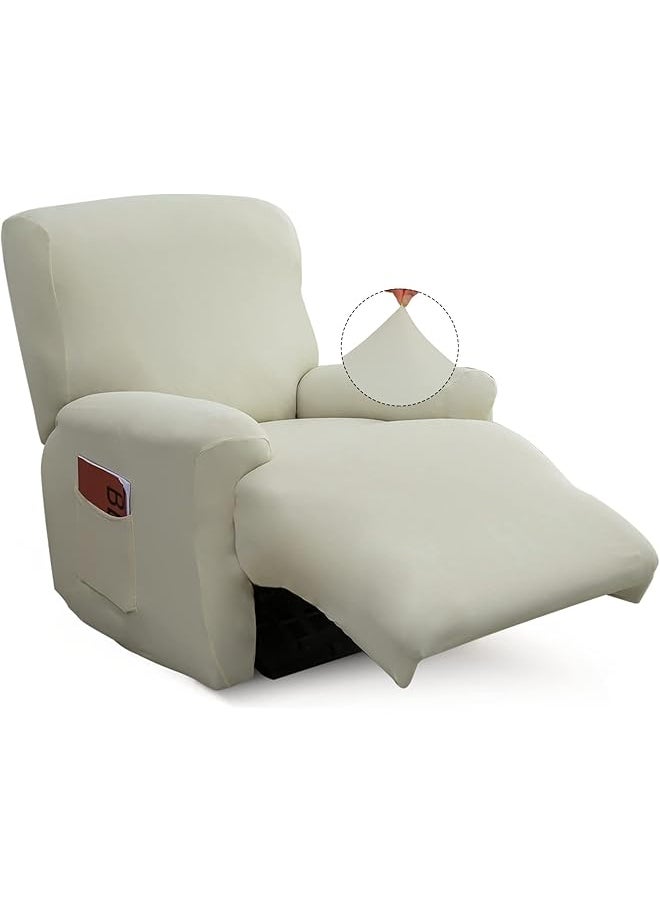 erorex Recliner Slipcover Stretch Soft Slip Reclining Chair Slipcovers 4 Pieces Furniture Protector For Recliner With Pocket Fitted Sofa Couch Cover Lazy Boy Chair Cover Beige  - Image 1