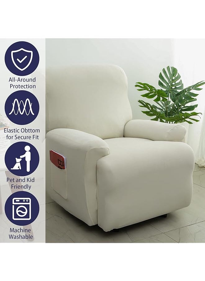erorex Recliner Slipcover Stretch Soft Slip Reclining Chair Slipcovers 4 Pieces Furniture Protector For Recliner With Pocket Fitted Sofa Couch Cover Lazy Boy Chair Cover Beige  - Image 4