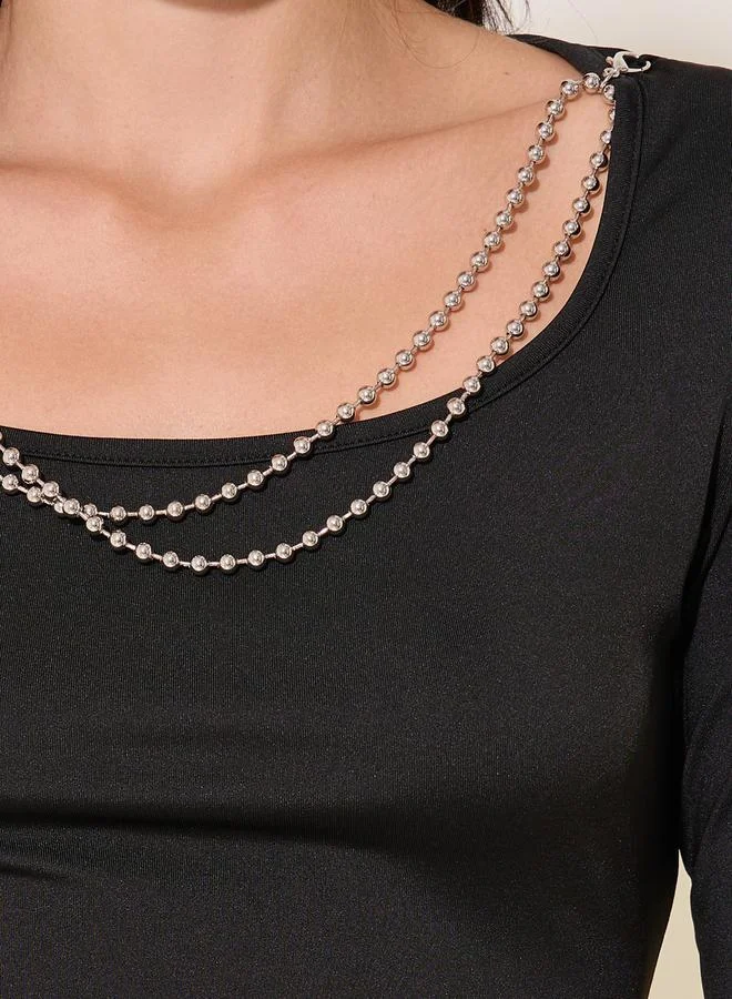 تايك تو فستان ميدي A-Line بياقة مربعة وسلسلة