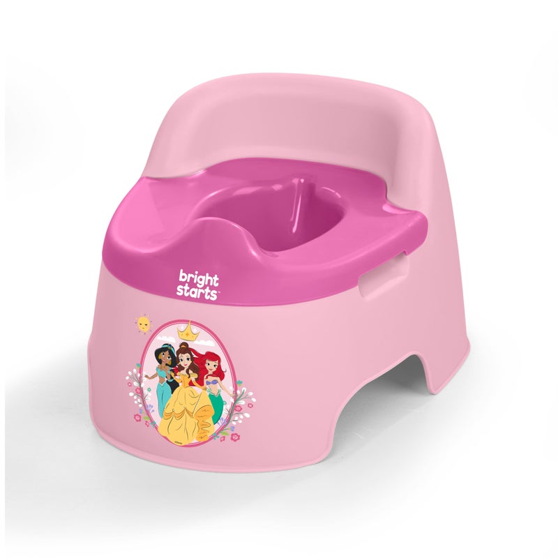 Bright Starts Disney Princess Full Comfort Potty Training Toilet, Easy Clean Removable Bowl, Splash Guard, High Back for Comfort & Stability, Toddlers up to 50 lbs - Image 1