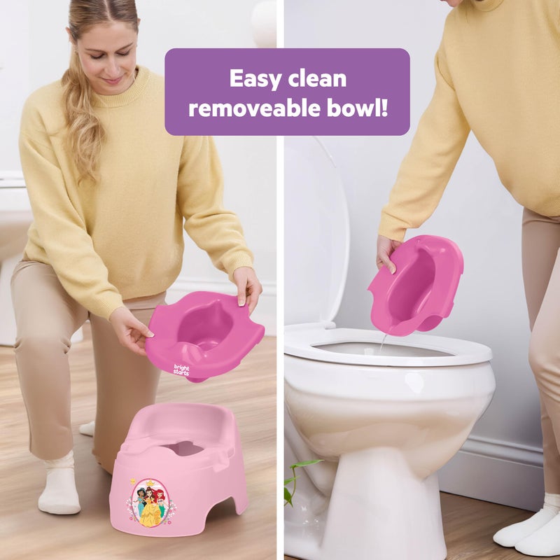 Bright Starts Disney Princess Full Comfort Potty Training Toilet, Easy Clean Removable Bowl, Splash Guard, High Back for Comfort & Stability, Toddlers up to 50 lbs - Image 3