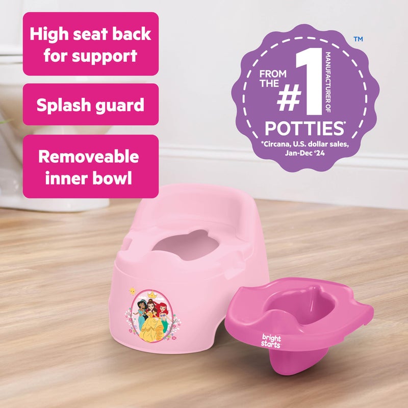 Bright Starts Disney Princess Full Comfort Potty Training Toilet, Easy Clean Removable Bowl, Splash Guard, High Back for Comfort & Stability, Toddlers up to 50 lbs - Image 2