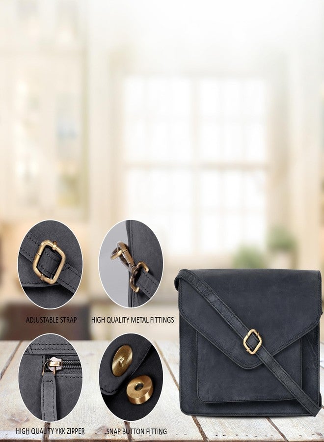 Ozora Leather Flapover Crossbody Handbag Purse for Women with Adjustable Strap & Overflap Snap Closure Tote/Bag (E.Black Hunter) - Image 5