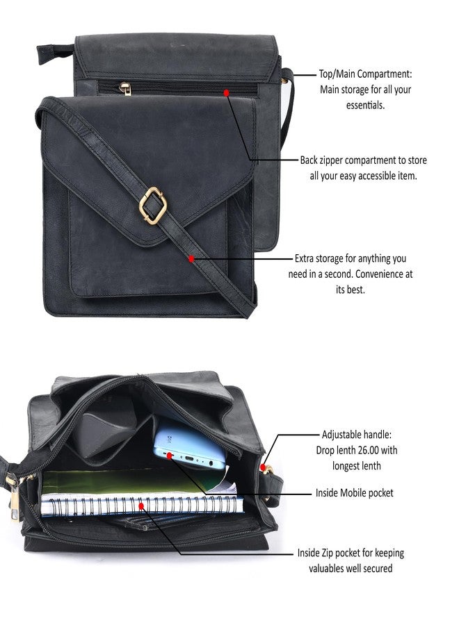 Ozora Leather Flapover Crossbody Handbag Purse for Women with Adjustable Strap & Overflap Snap Closure Tote/Bag (E.Black Hunter) - Image 4