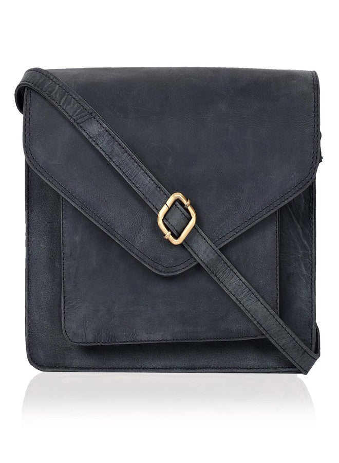 Ozora Leather Flapover Crossbody Handbag Purse for Women with Adjustable Strap & Overflap Snap Closure Tote/Bag (E.Black Hunter) - Image 1