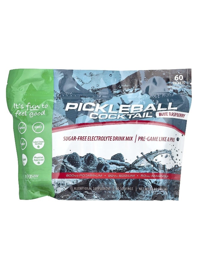 Jigsaw Health Jigsaw Health, Pickleball Cocktail®, Sugar-Free Electrolyte Drink Mix, Blue Raspberry, 60 Packets, 5.6 g Each  - Image 1