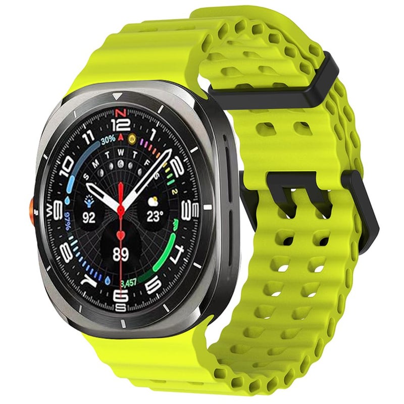 EANWireless Compatible for Samsung Galaxy Watch 7 Ultra Band 47mm, Soft Ocean Silicone Sport Strap Women Men Replacement Accessory Fit for Samsung Galaxy Watch Ultra Band,Fluorescent Yellow - Image 3