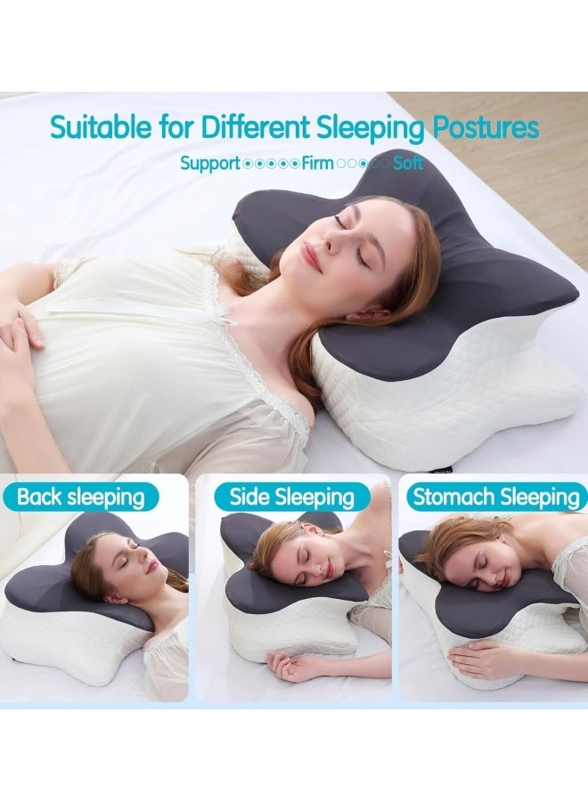 Cervical Pillow for Neck Pain Relief, Contour Memory Foam Pillows, Adjustable Orthopedic Pillow with Cooling Case for Side, Back, Stomach Sleepers, Ergonomic Neck and Shoulder Support - Image 3